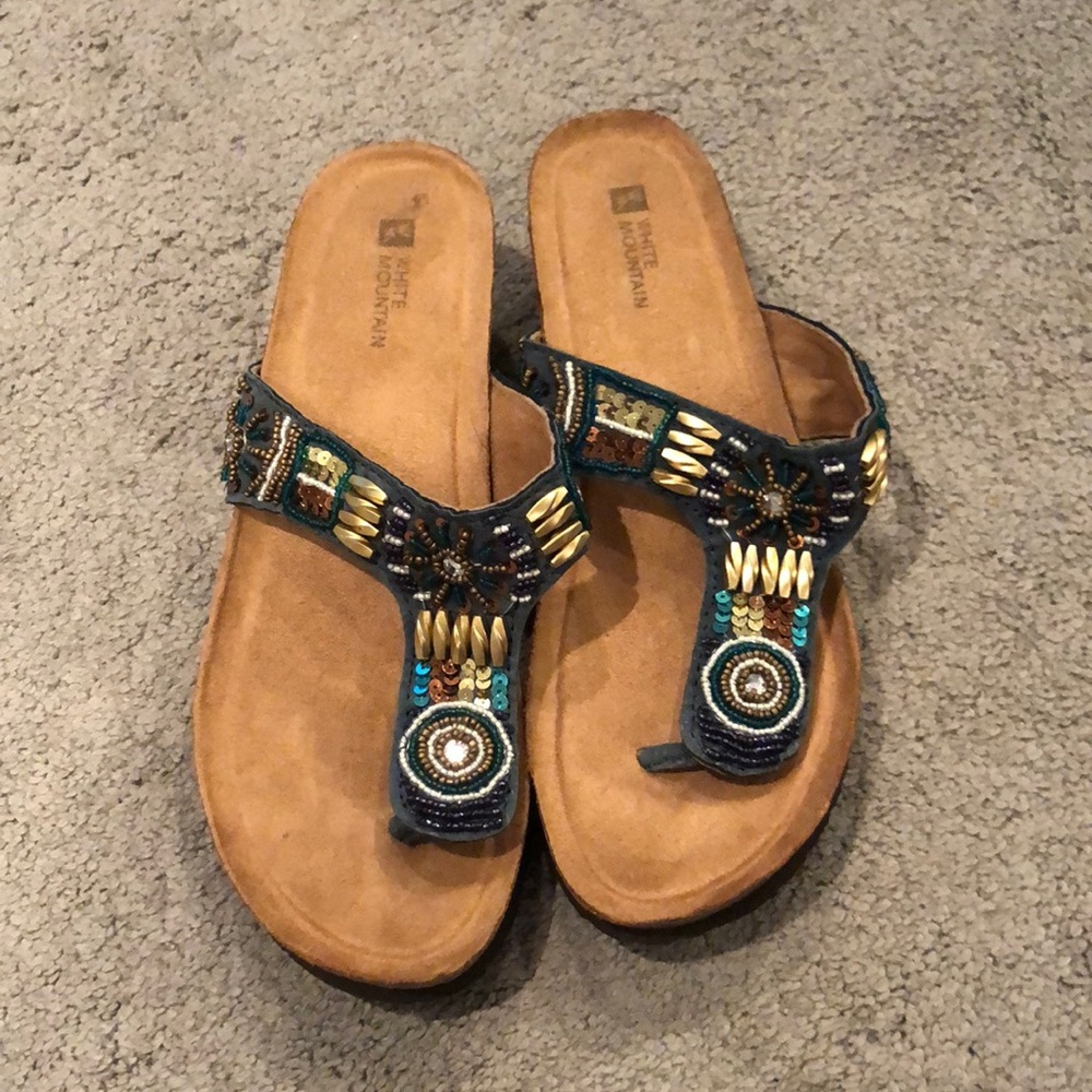 White mountain wedge sandals.
